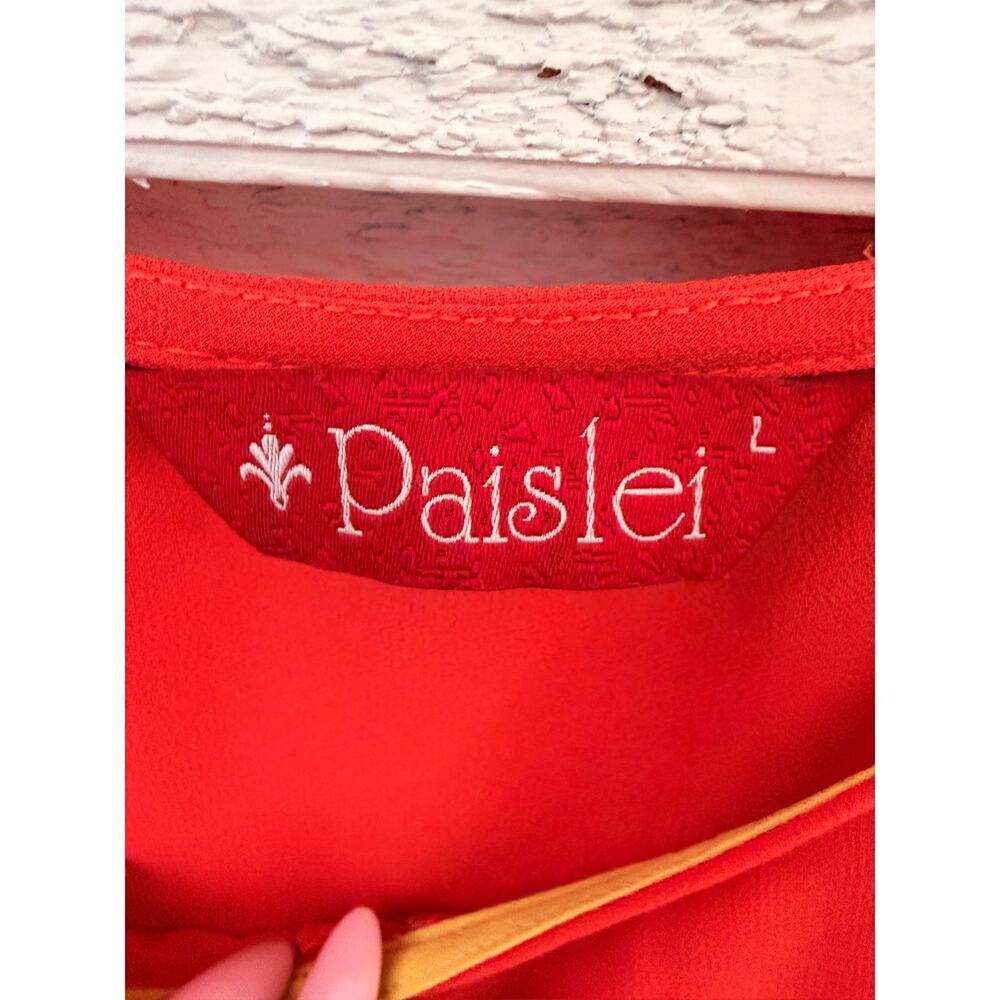 Paislei Red Yellow Embroidered Heart Tunic Dress Size L - Picture 6 of 8